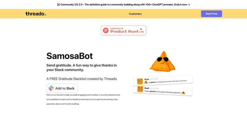 SamosaBot by Threado Landing Page