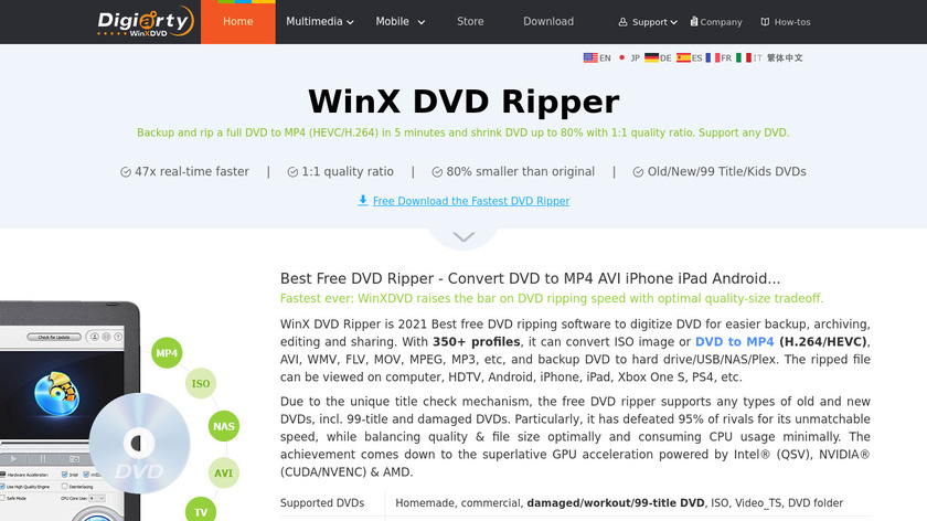 WinX DVD Ripper Landing Page