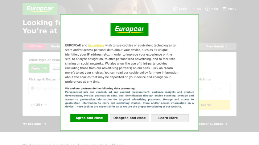 Europcar Landing Page