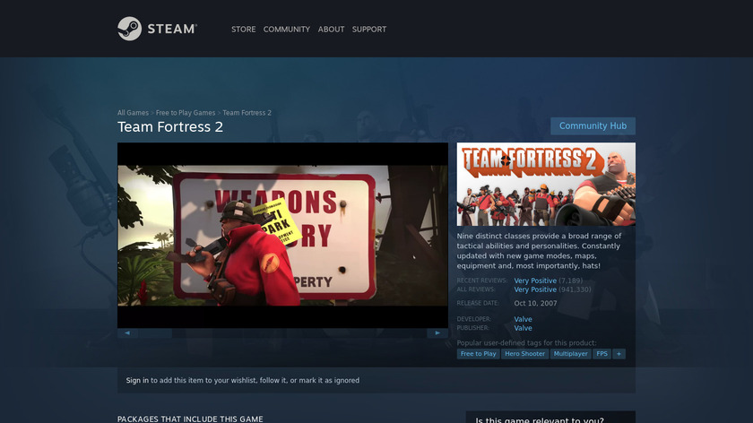 Team Fortress 2 Landing Page