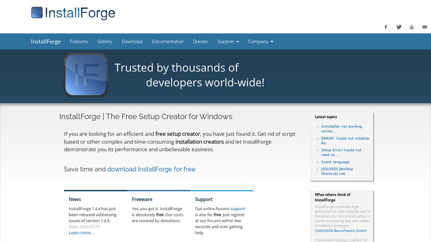 InstallForge Landing Page