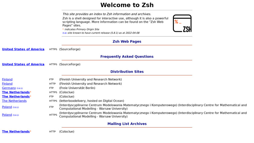 zsh Landing Page