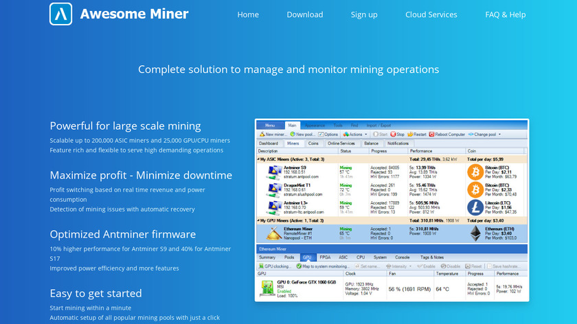 Awesome Miner Landing Page