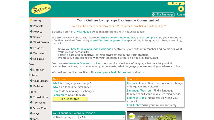 My Language Exchange Landing Page
