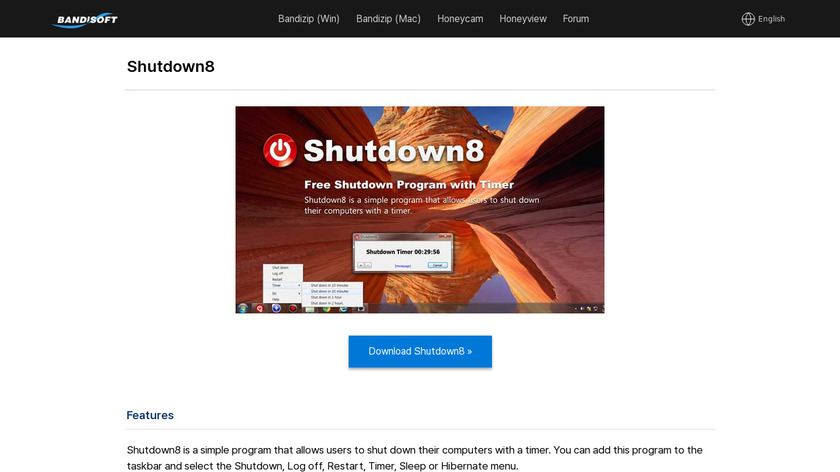 Shutdown8 Landing Page