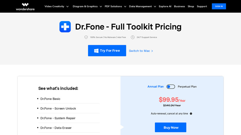 dr.fone toolkit Landing Page