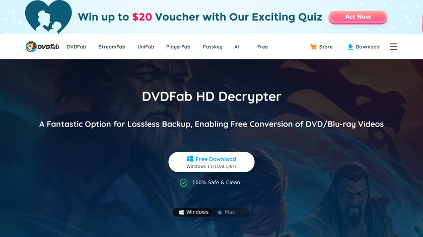 DVDFab HD Decrypter Landing Page