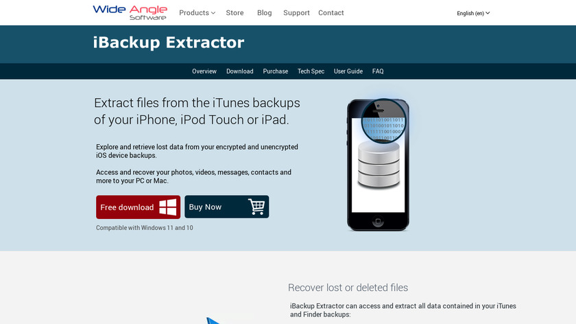 iBackup Extractor Landing Page