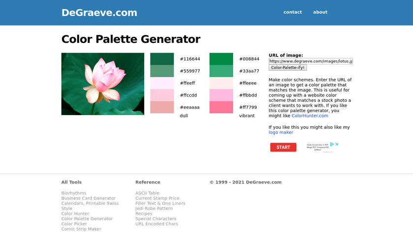 Color Palette Generator Landing Page