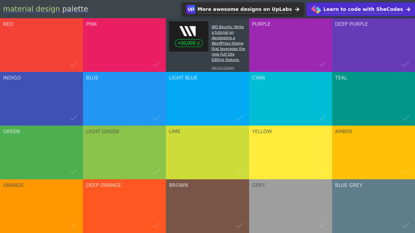 Material Palette Landing Page