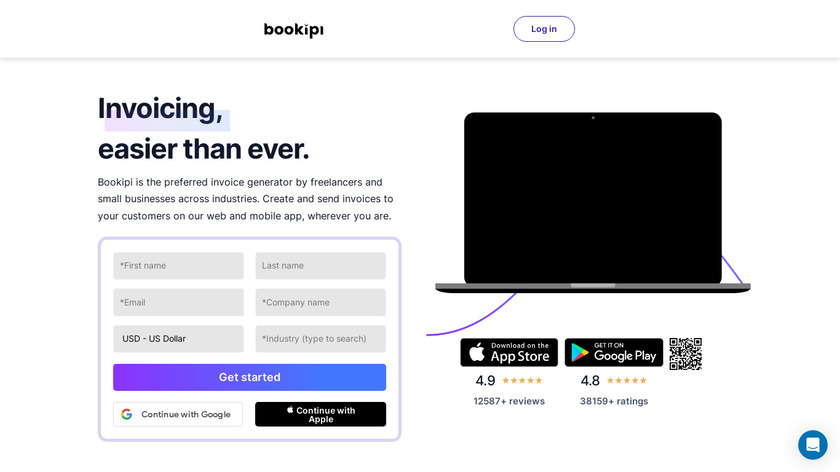 Bookipi Invoice App Landing Page