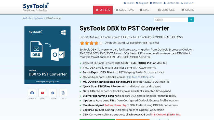 SysTools DBX Converter Landing Page