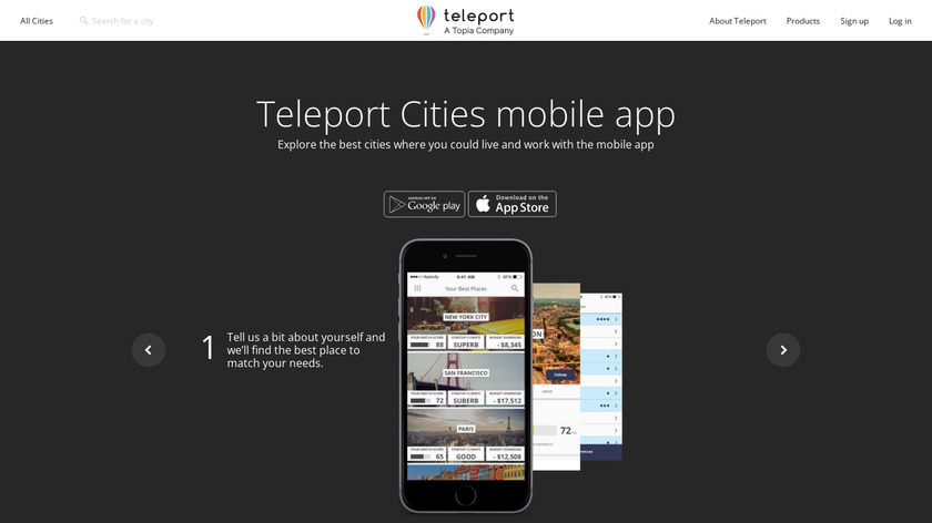 Teleport: Startup Cities Landing Page