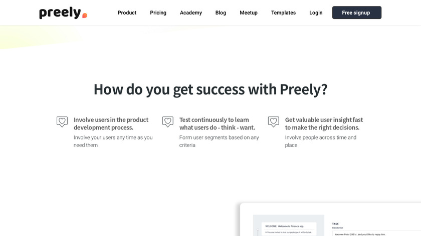 Preely Landing Page