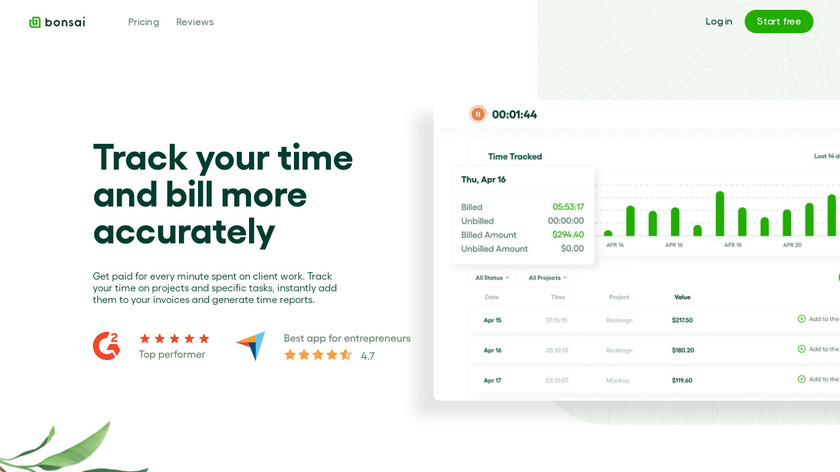 Time Tracking for Freelancers Landing Page