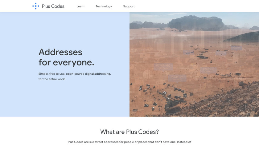 Plus Codes by Google Landing Page