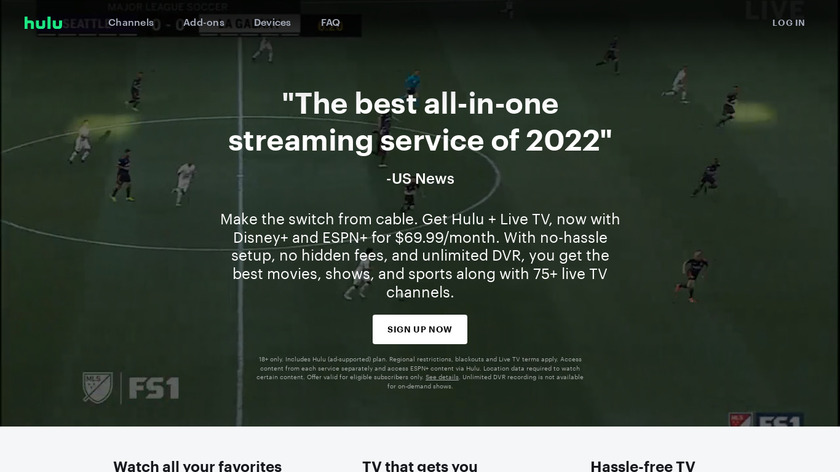 Hulu Live TV Landing Page