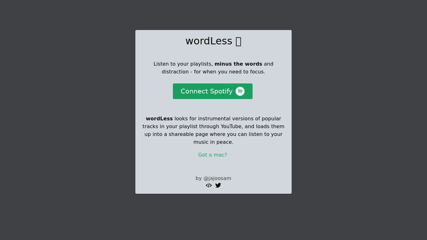 wordLess Landing Page