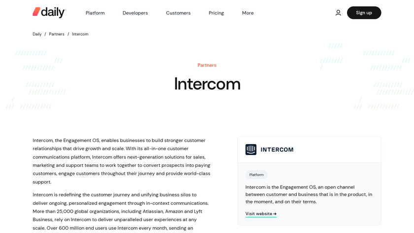 Daily.co for Intercom Landing Page