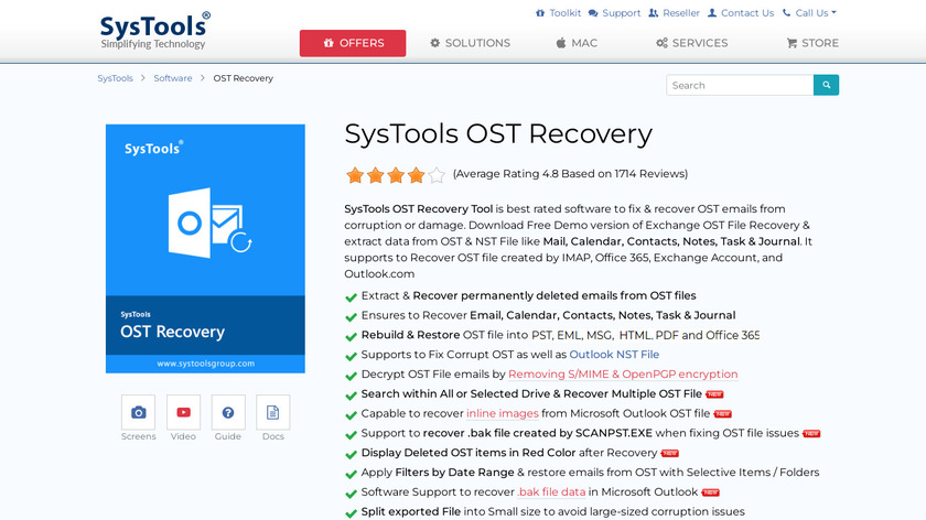 SysTools OST Recovery Landing Page