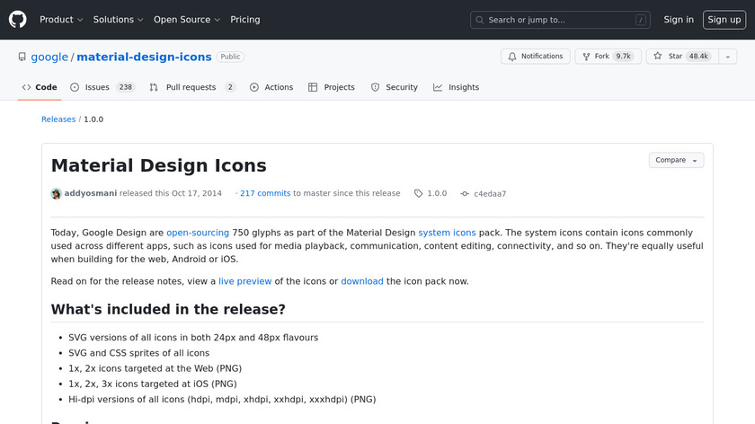 Material Design Icons Landing Page