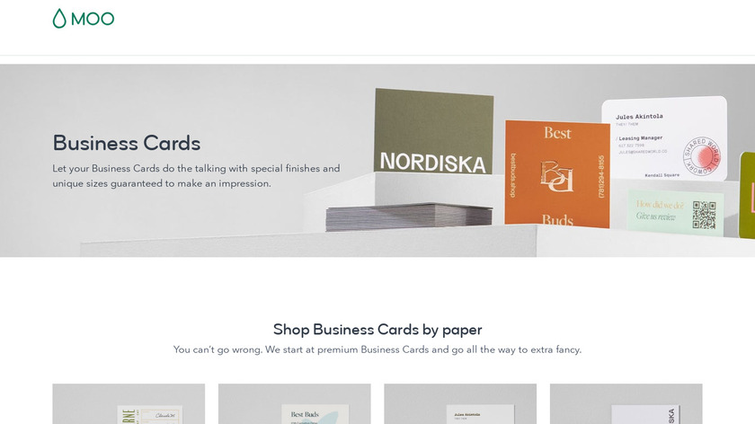 MOO Business Cards+ Landing Page