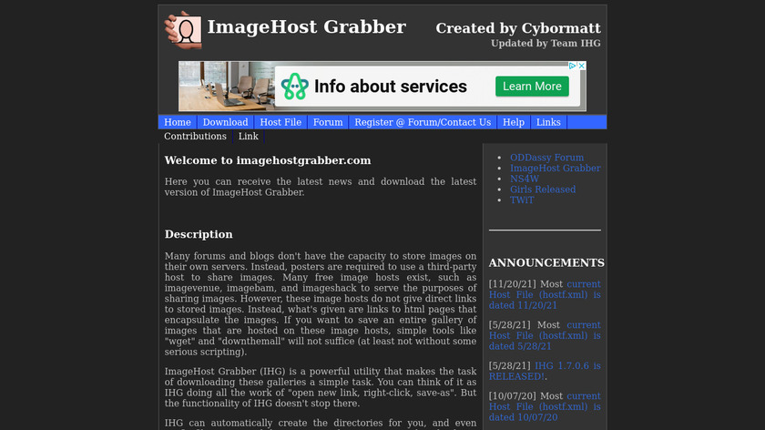 ImageHost Grabber Landing Page