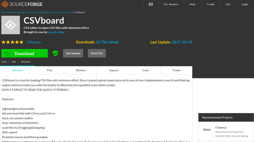 CSVboard Landing Page