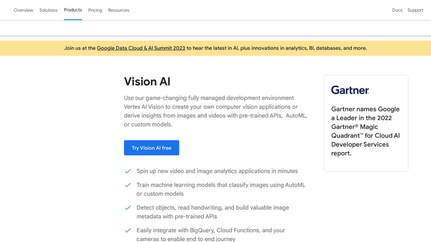 Google Vision AI Landing Page