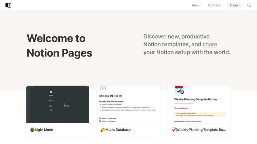 Notion Pages Landing Page
