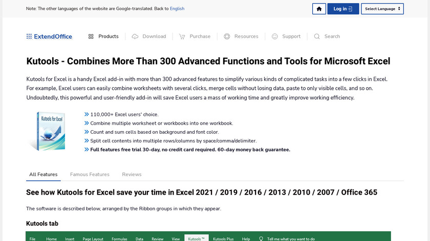 Kutools for Excel Landing Page