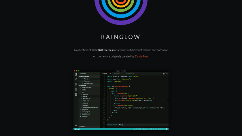 Rainglow Color Themes Landing Page