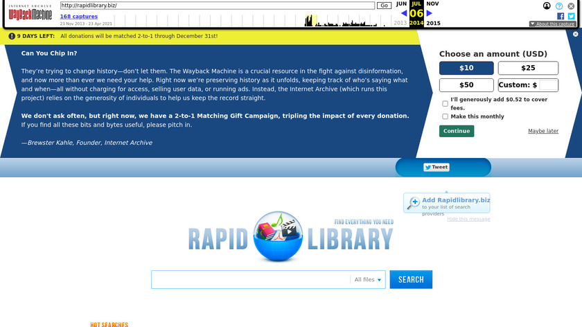 RapidLibrary Landing Page