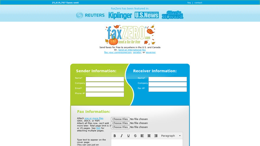 faxZero Landing Page
