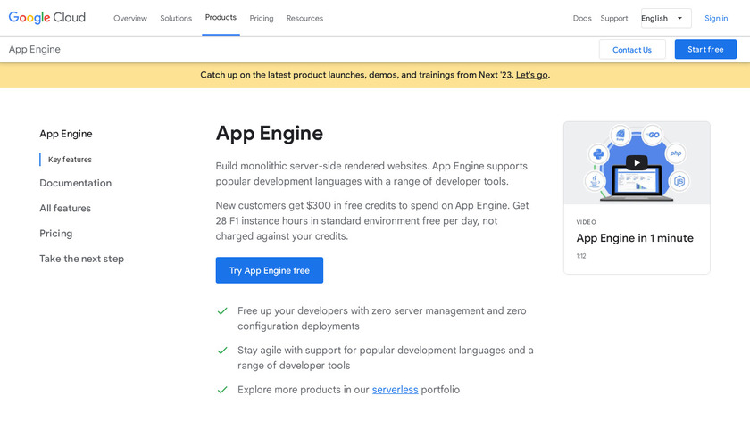 Google App Engine Landing Page
