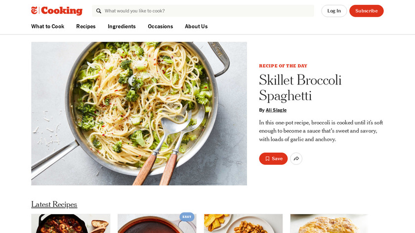NYT Cooking Landing Page