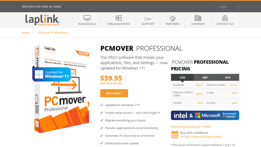PCmover Landing Page