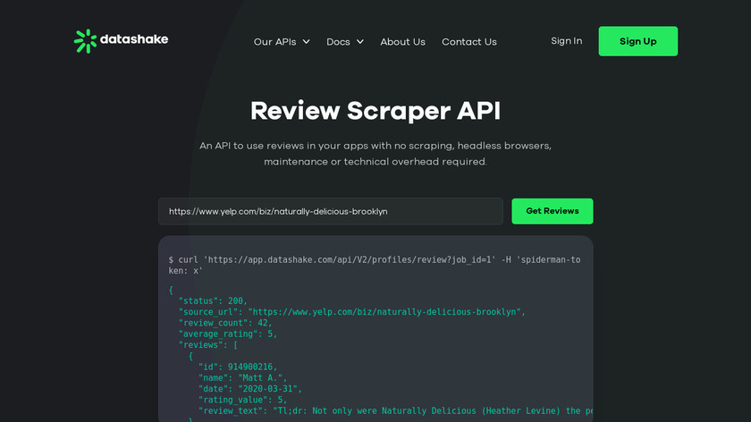 Review Scraper API Landing Page