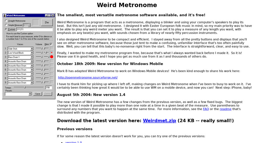 Weird Metronome Landing Page