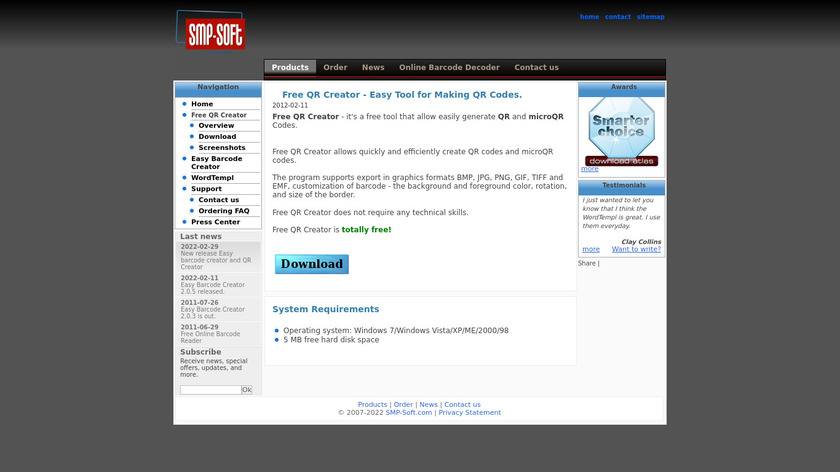 Free QR Creator Landing Page