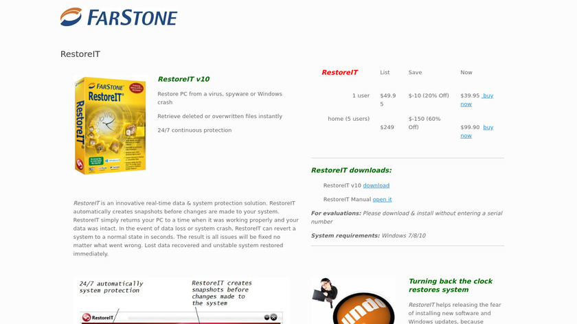 FarStone RestoreIT Landing Page