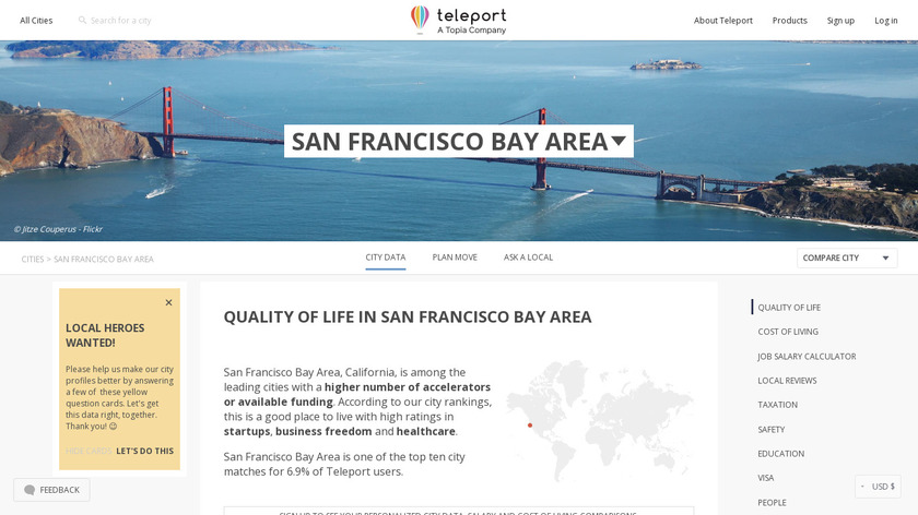 Bay Area Teleport Landing Page