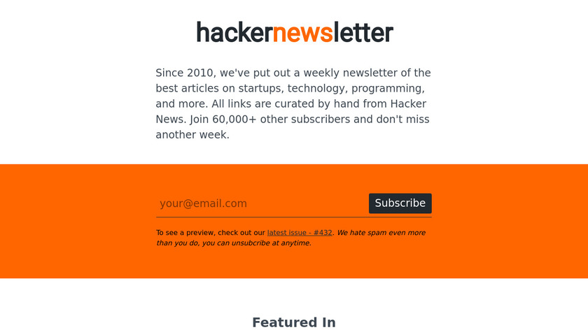 Hacker Newsletter Landing Page
