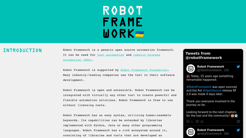Robot framework Landing Page