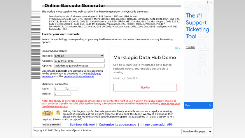 Online Barcode Generator Landing Page