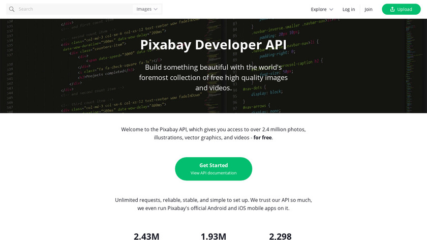 Pixabay API Landing Page