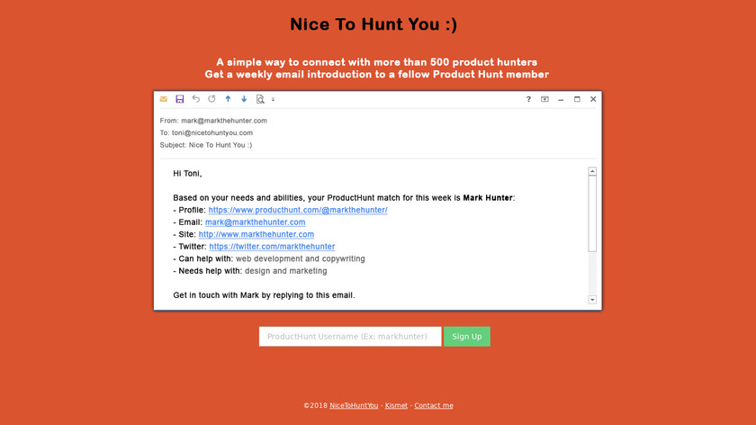 Nice To Hunt You Landing Page