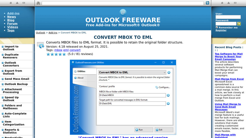 Convert MBOX to EML Files Landing Page