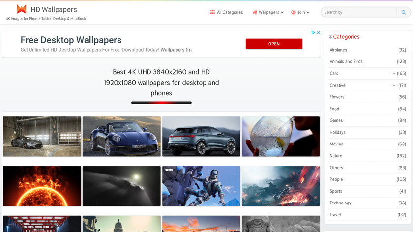 Ultra HD Wallpapers Landing Page