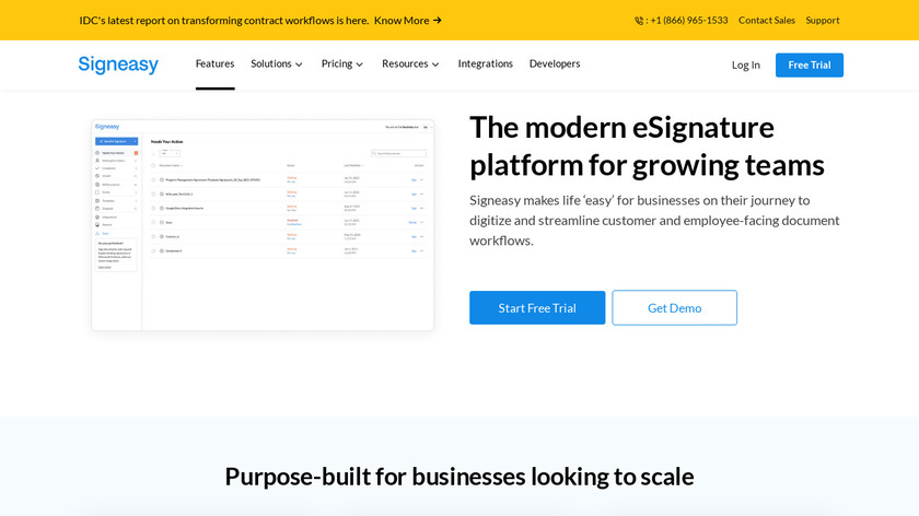 Request Signature with SignEasy Landing Page
